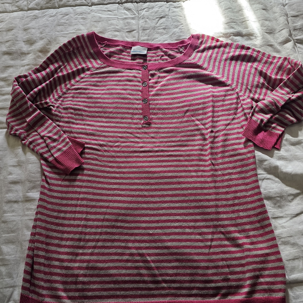 Columbia Pink and Gray Striped Sweater